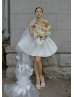 Strapless Ivory Velvet Mini Wedding Dress Strapless Ivory Velvet Mini Wedding Dress